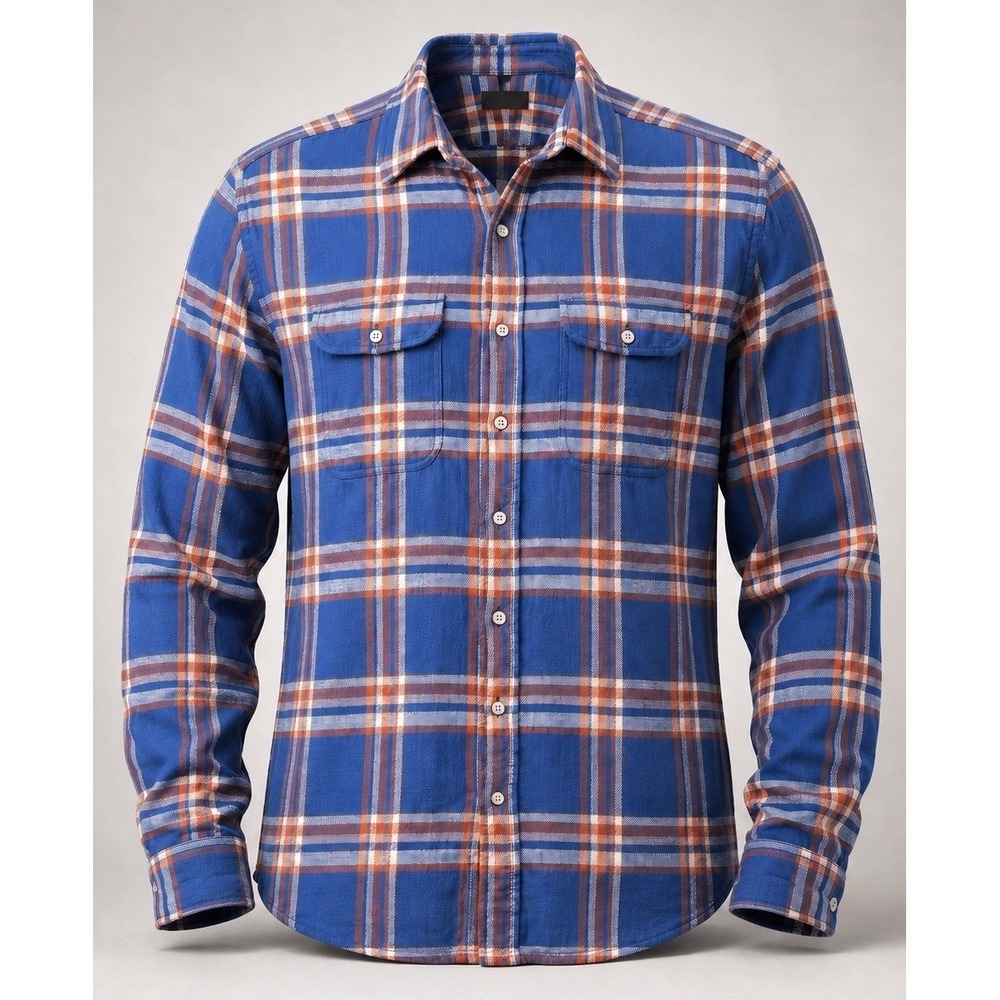 Proper Cloth Mens Flannel Shirt 2XL Relaxed Cotton Plaid Blue Red Workwear